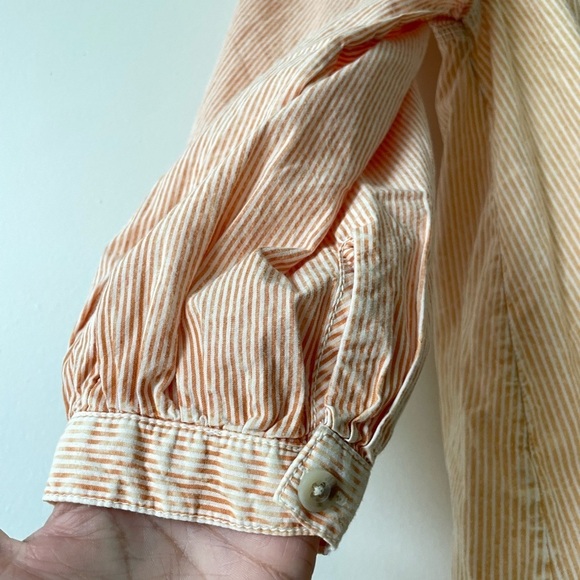 We the Free Striped Oxford Swing Tunic Size XS Oversized Cotton Button Up Orange - Picture 4 of 10